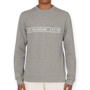 A.P.C. Rue Madame Men's Crew Neck Sweatshirt Silkscreen Spellout Small